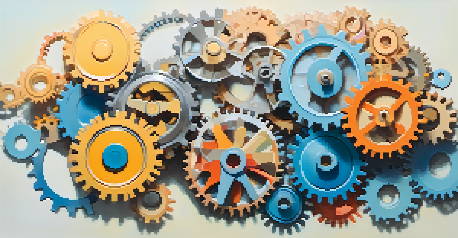 Colorful interconnected gears symbolizing negotiation skills, set against a soft gradient background.