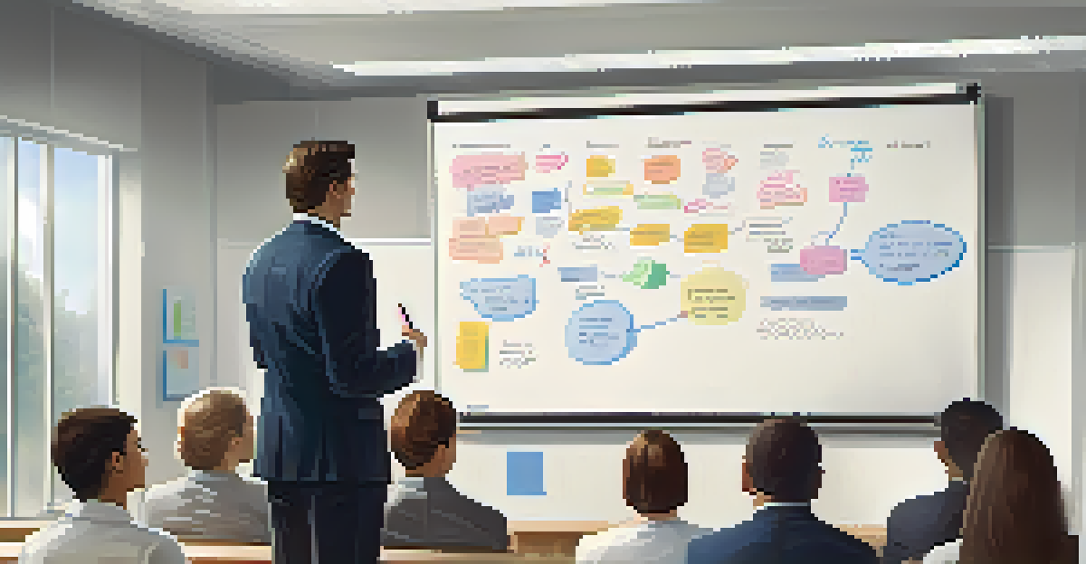 An inspiring leader presenting ideas to an engaged audience in a well-lit room.