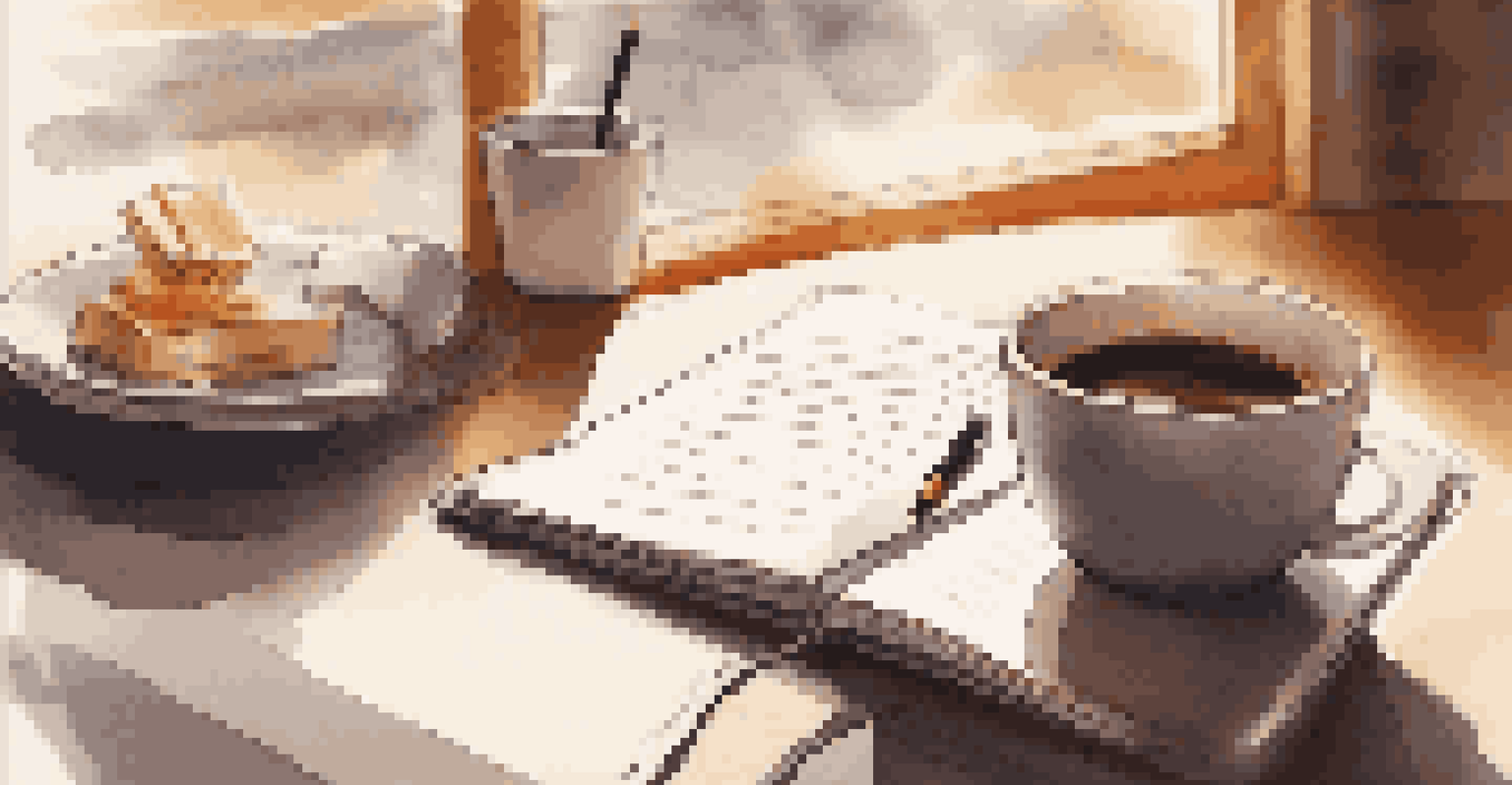 A person writing career goals in a journal at a cozy cafe, with a cup of coffee and laptop nearby.