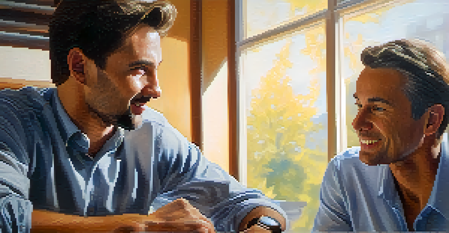 Two colleagues engaged in a friendly discussion, showcasing positive body language and connection.