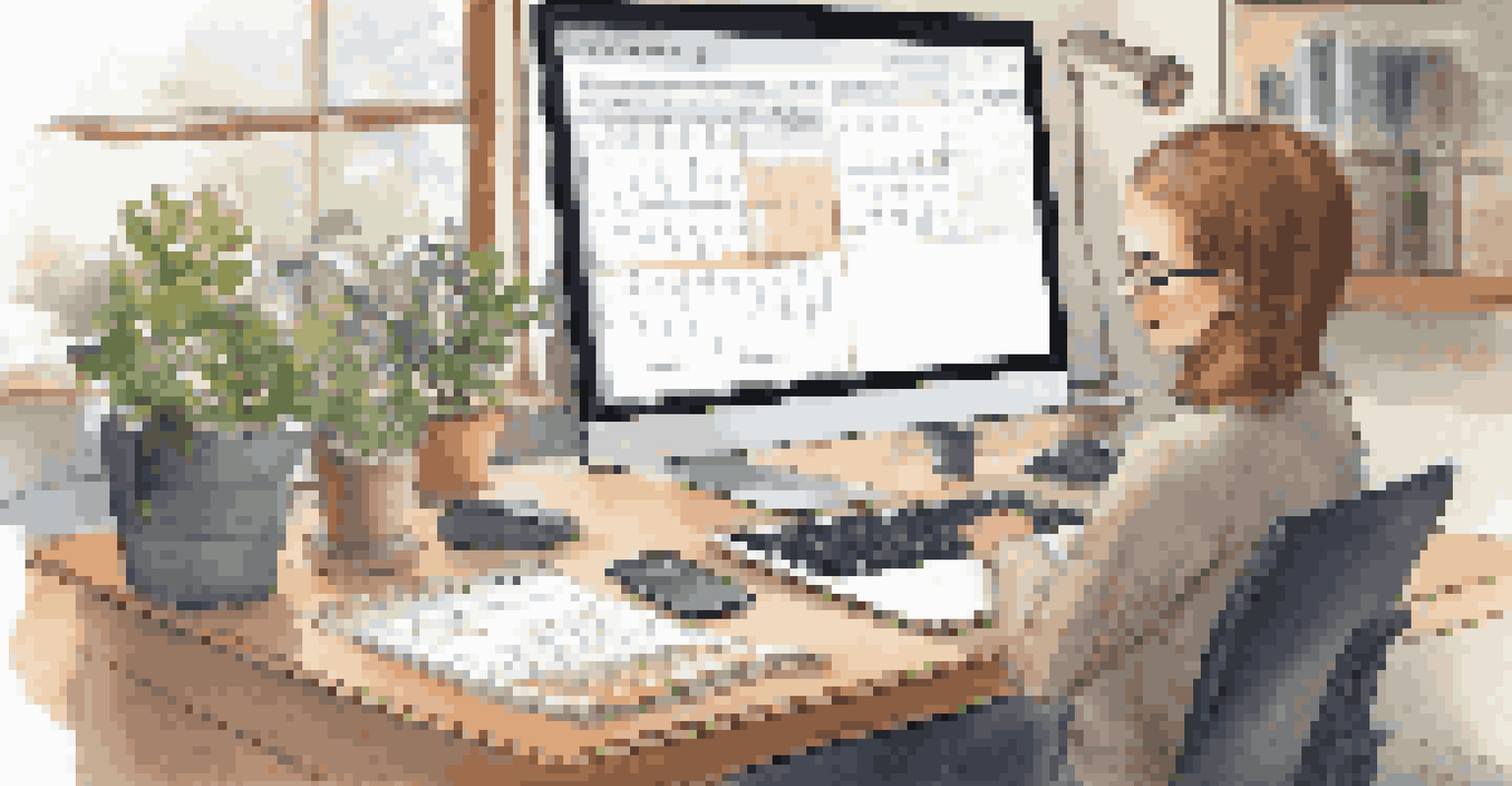 A person focused on a laptop in an organized workspace with a digital calendar and project management software.