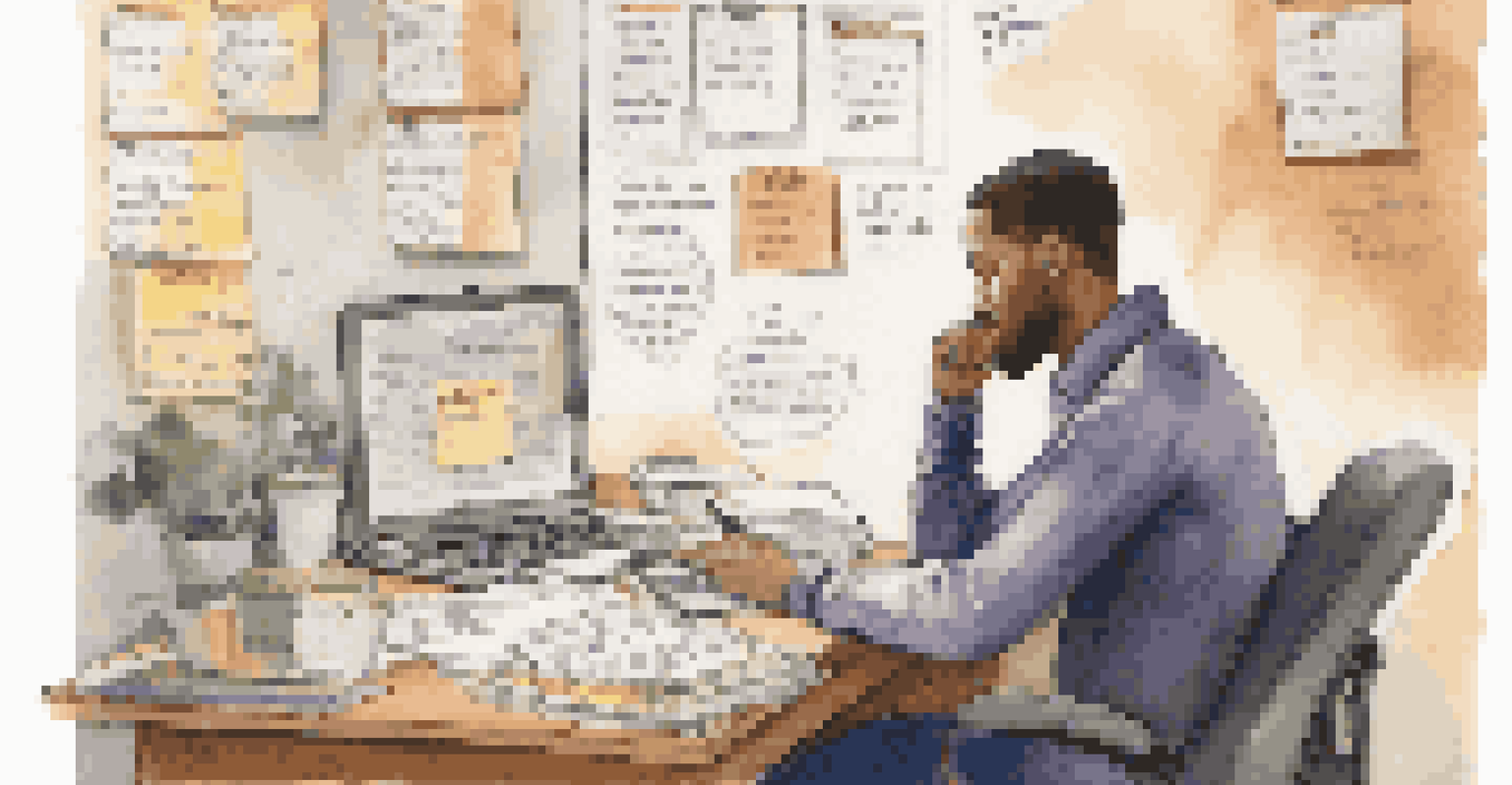 A person reflecting on their personal values at a desk with a notepad and organized workspace.