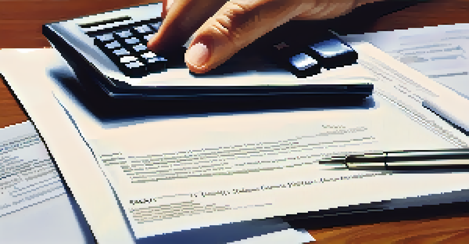 A close-up of a hand signing a legal contract on a desk, with a pen and business cards beside it.