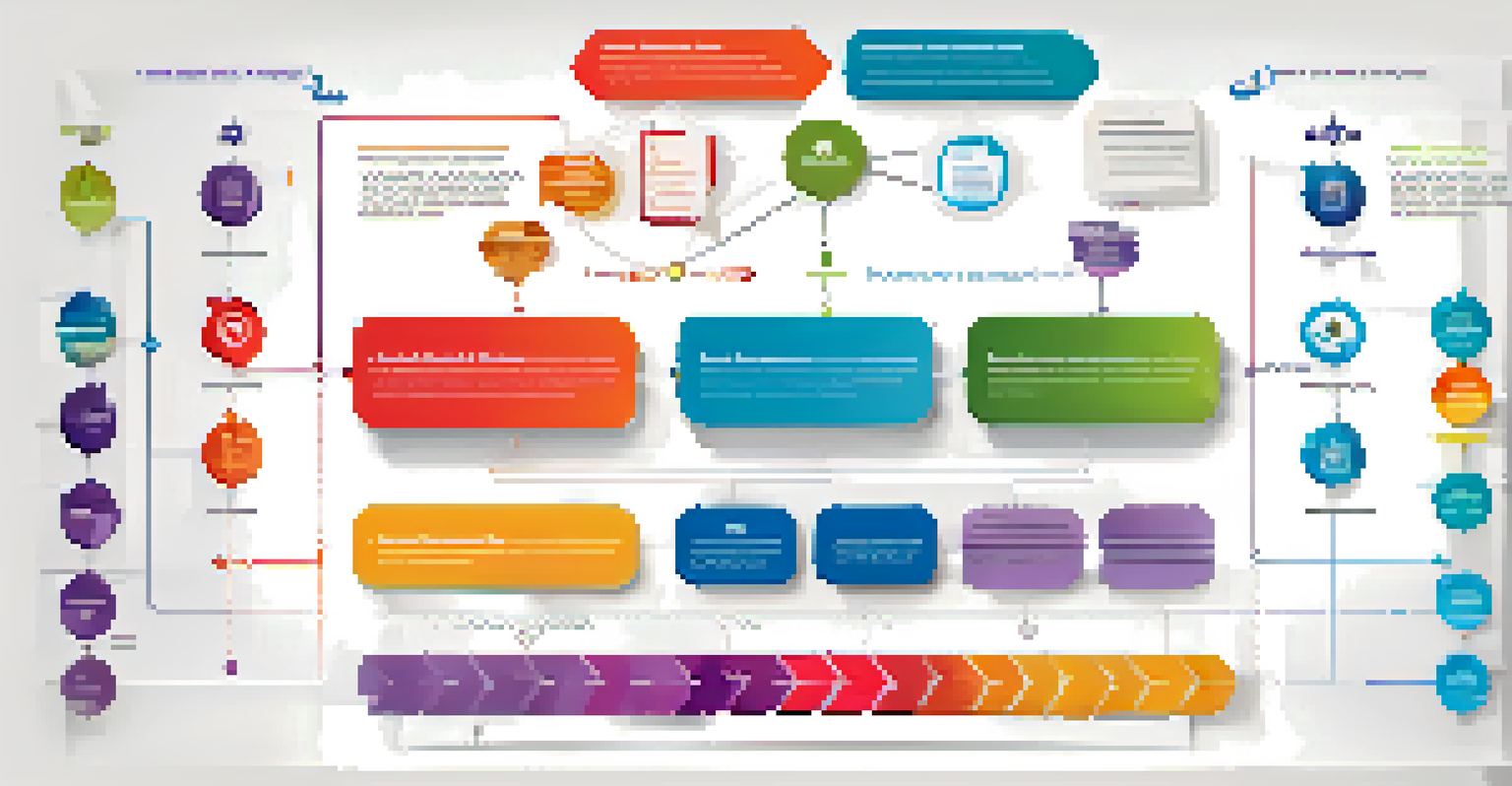 An infographic illustrating the steps of a case study process with colorful icons.