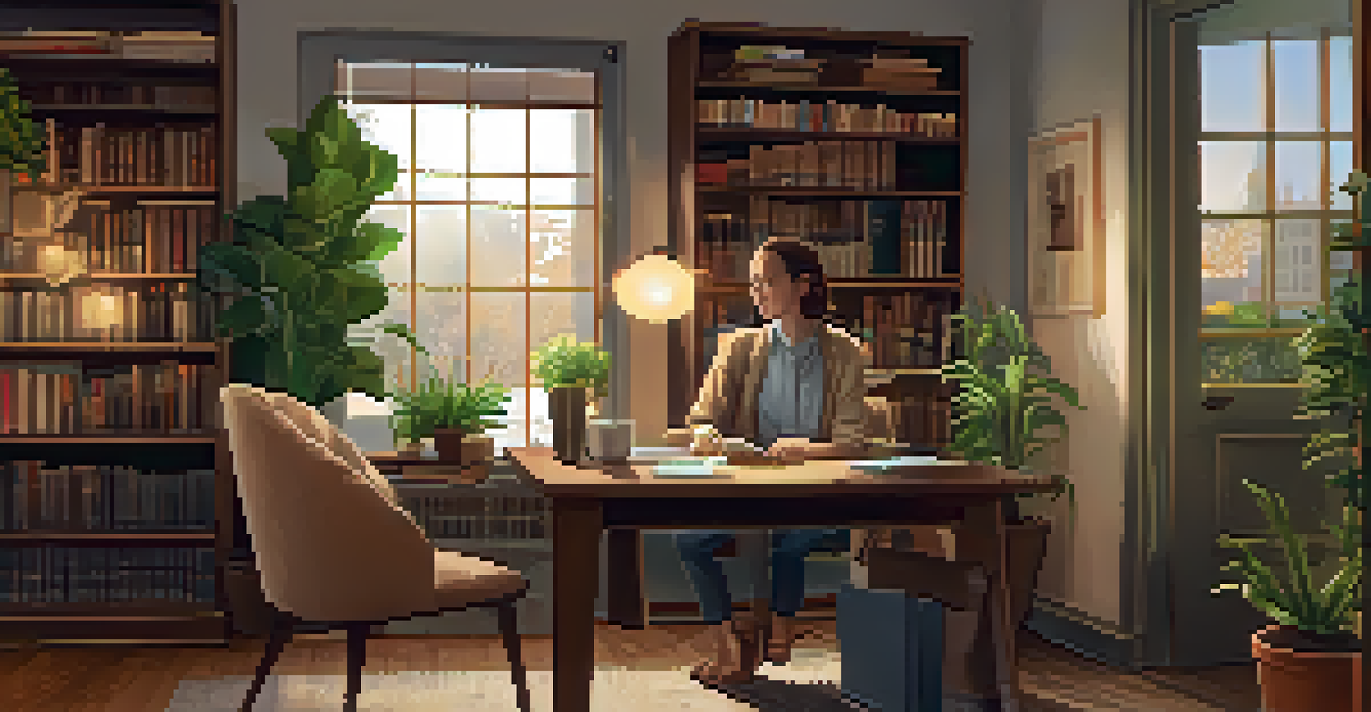 A person actively listening in a cozy office nook, demonstrating engagement during a conversation.