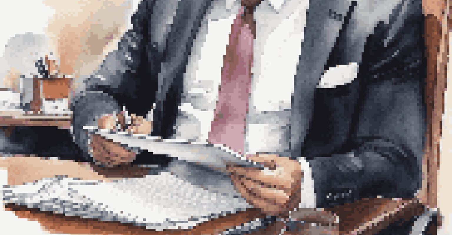A person in formal attire preparing for an interview, surrounded by a resume and digital tablet.