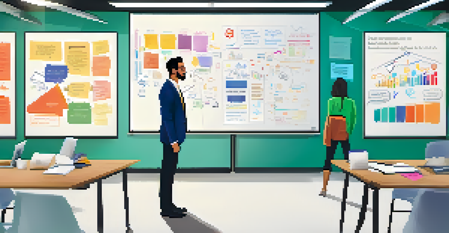 An individual in a modern office presenting personal branding concepts on a whiteboard.