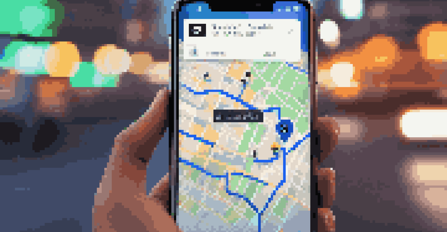 A smartphone showing the Uber app interface, with a blurred urban backdrop at dusk highlighting modern transportation.