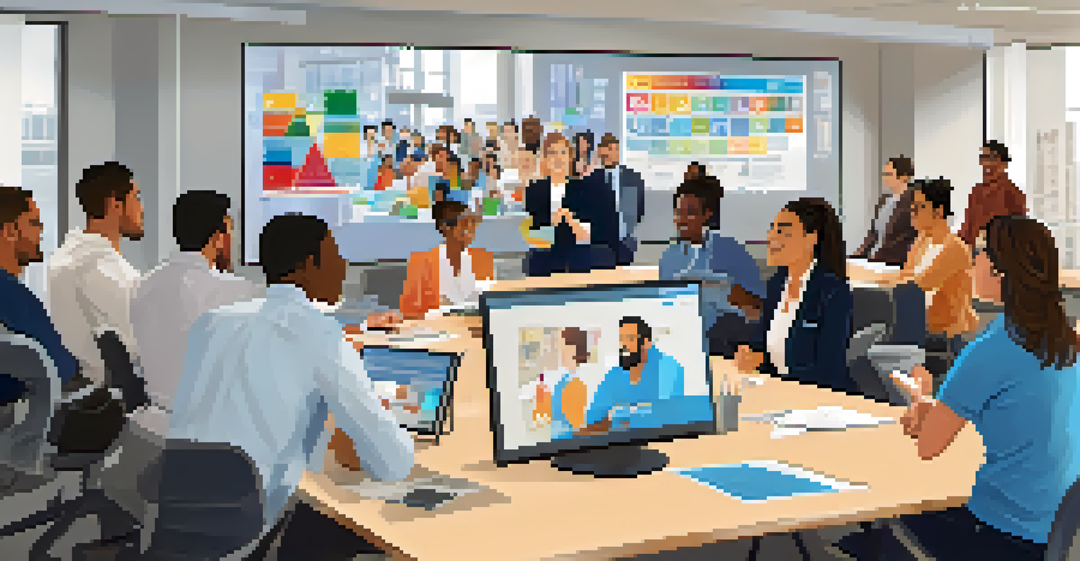 Employees participating in an interactive training session, engaging in role-playing exercises in a bright office setting.