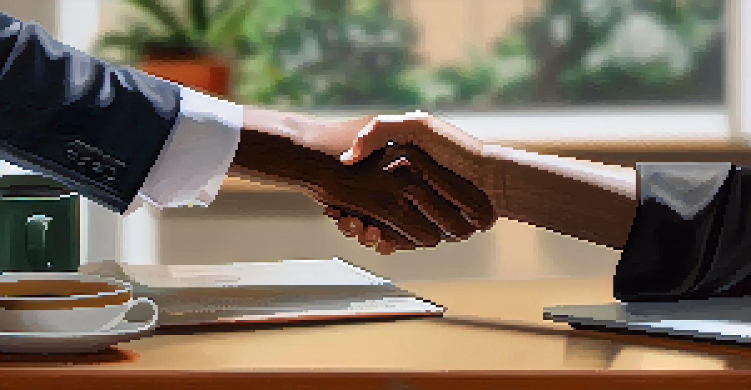 A handshake between a mentor and a mentee, symbolizing the beginning of a mentorship.
