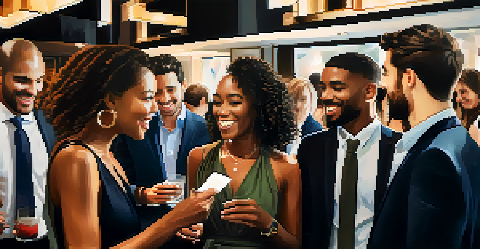 A diverse group of young professionals networking and exchanging ideas at an event.