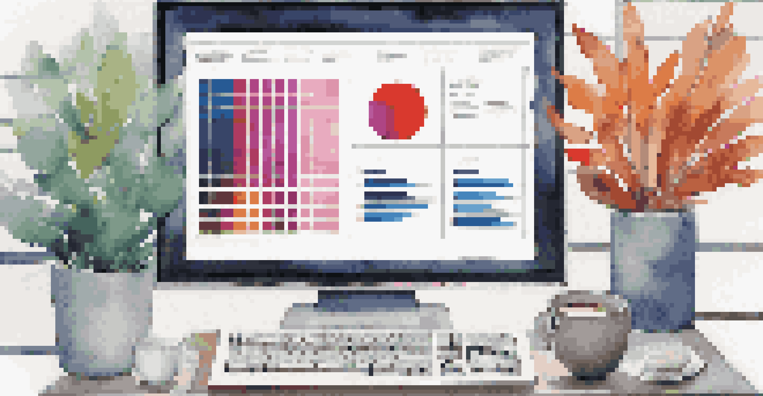 An overhead view of a laptop screen showing the Eisenhower Matrix application in a modern office setting with a cup of coffee.