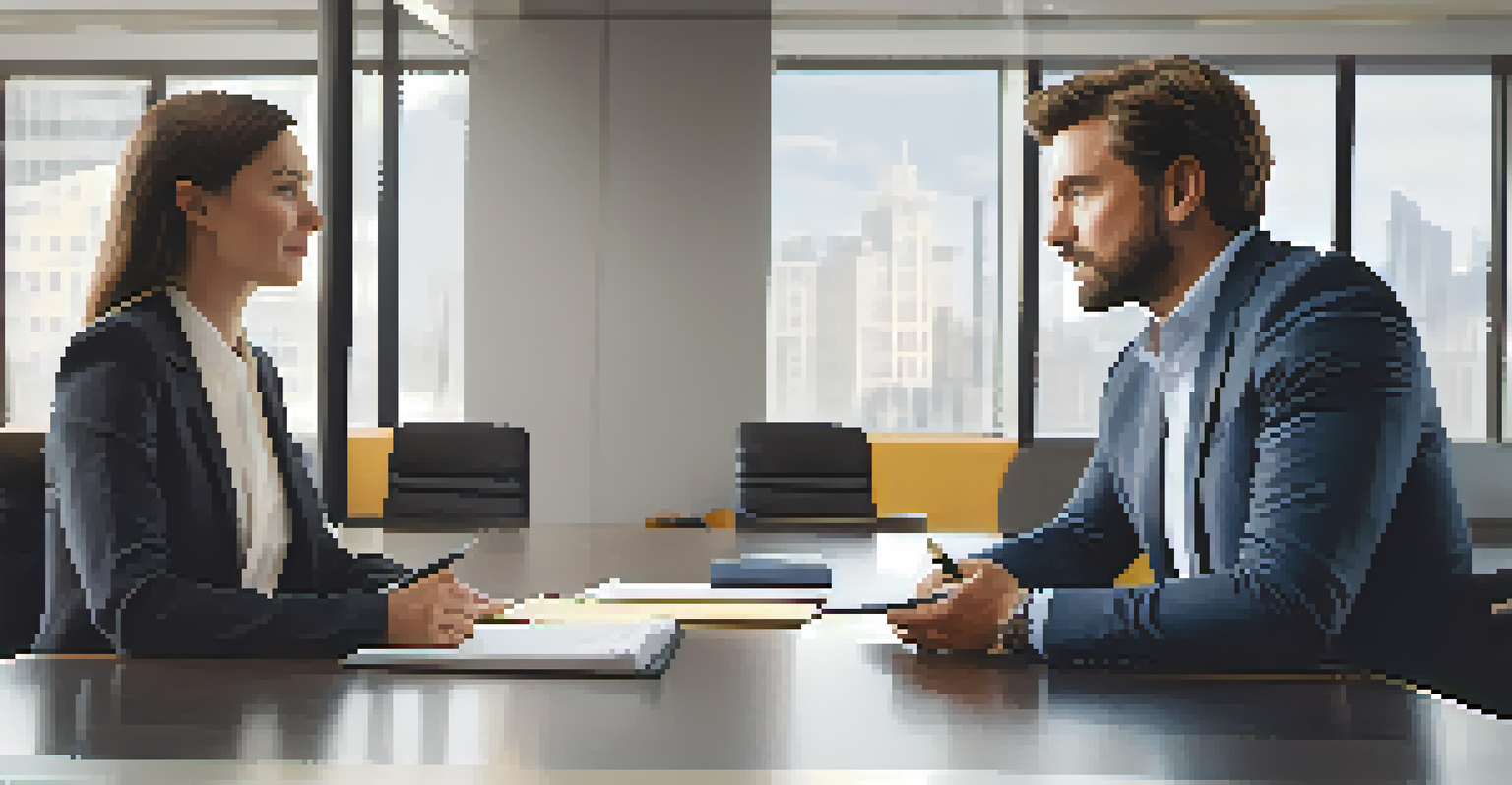 A candidate discussing their resume in a professional interview setting with an engaged interviewer across a modern conference table.