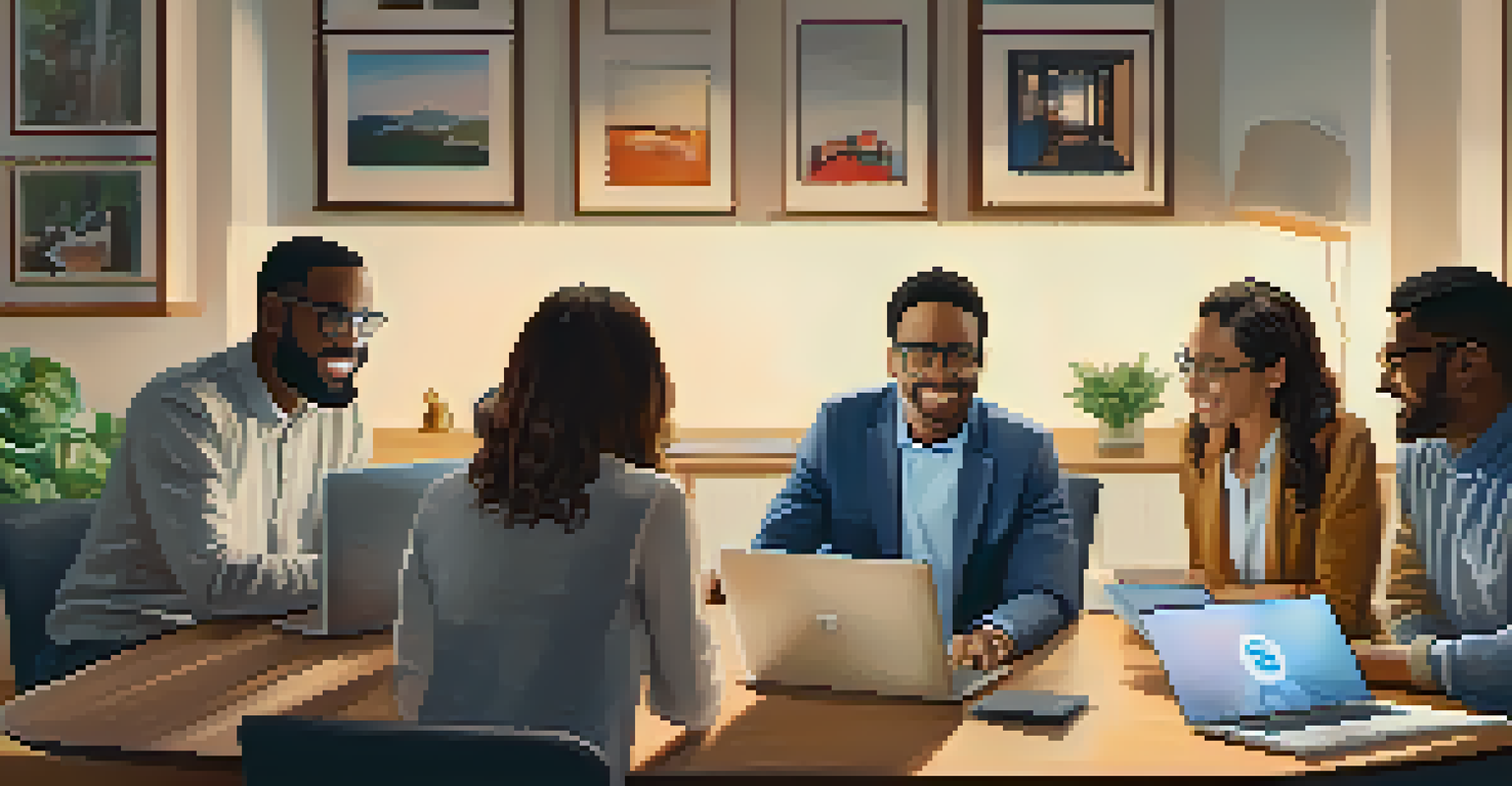 A diverse group of professionals participating in a virtual meeting, showcasing various home settings and expressions of collaboration.