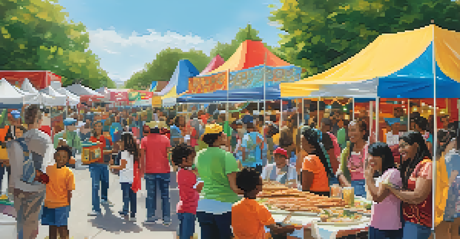 A community event with diverse booths and people celebrating cultural diversity and inclusivity.