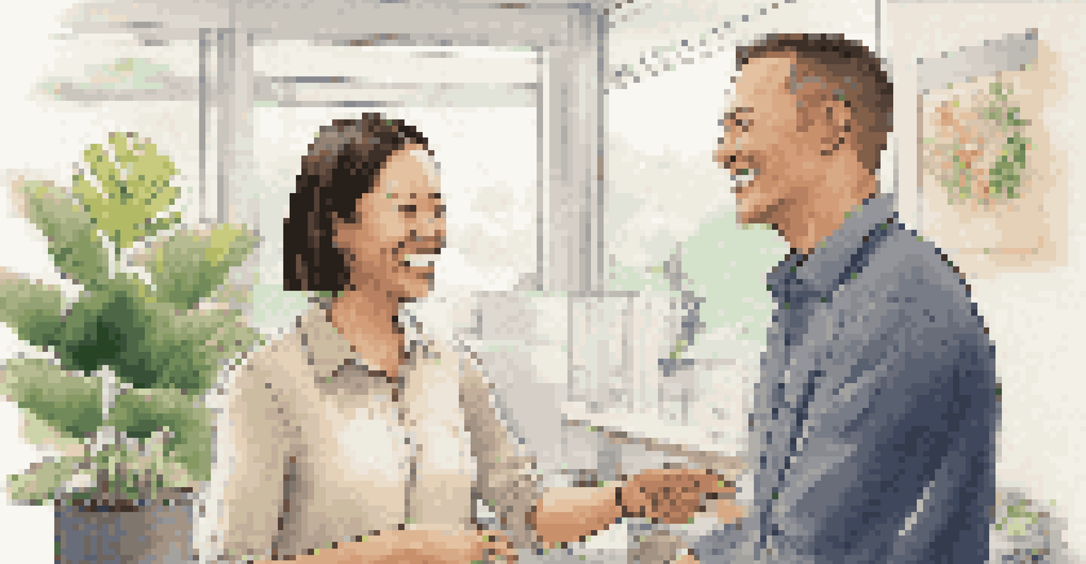 A team leader giving positive feedback to a young employee in a supportive office setting.