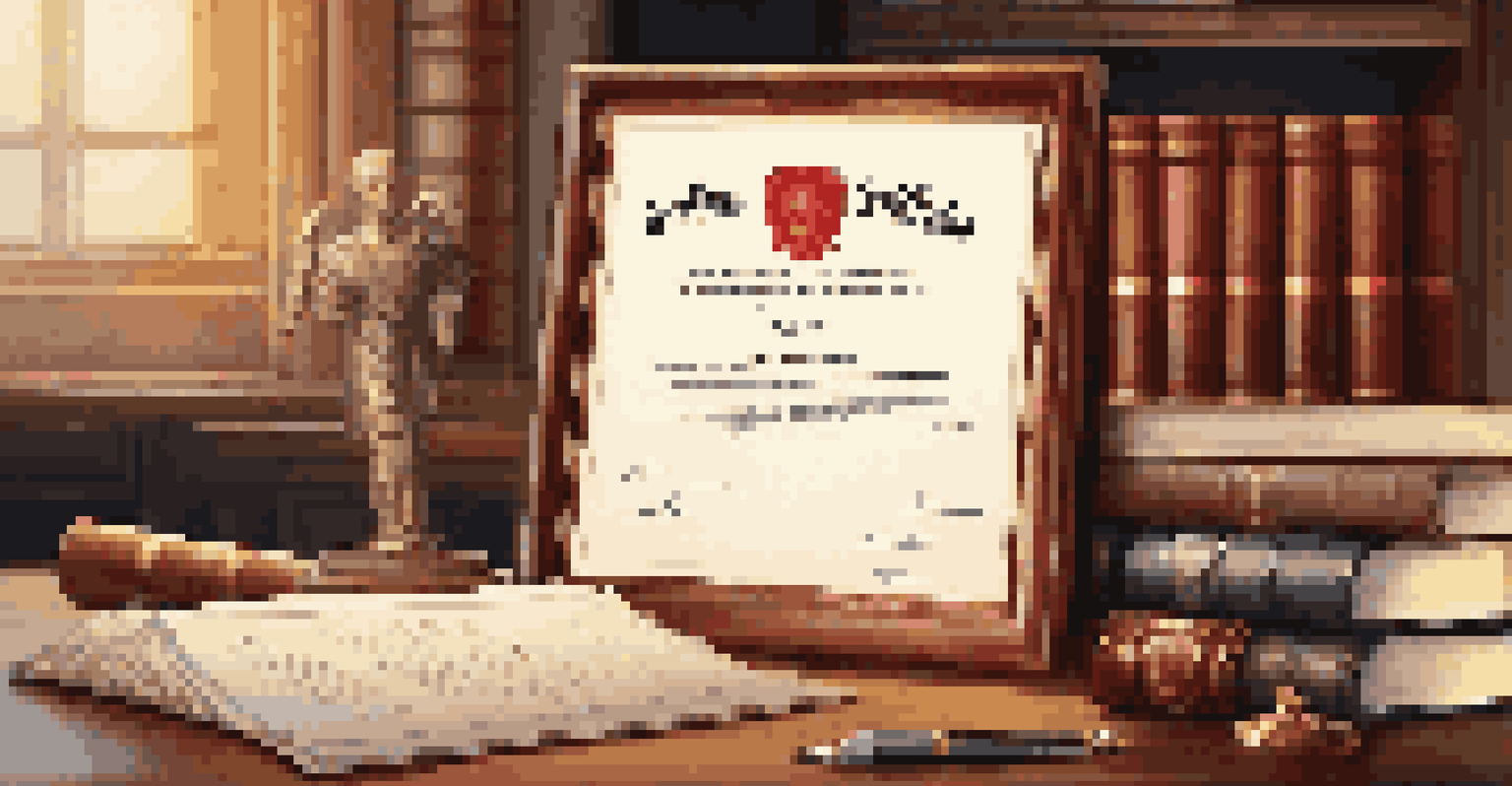 A close-up of a professional certification diploma on a desk, next to books and a laptop, illuminated by soft light.