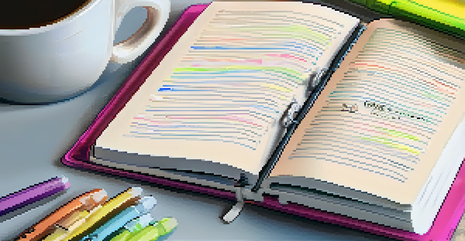 A close-up of a hand writing SMART goals in a planner, surrounded by motivational books and a laptop, with soft lighting adding a cozy feel.