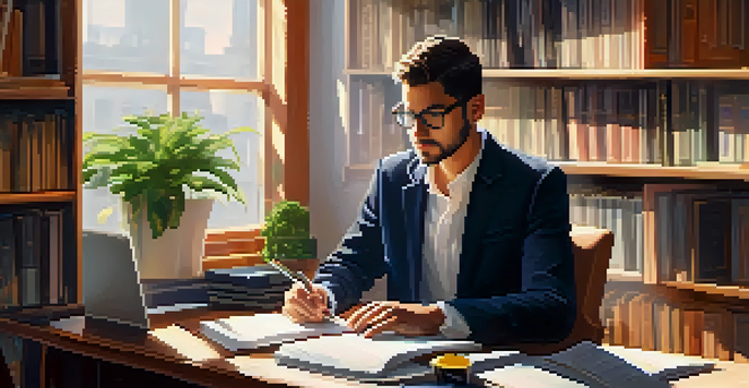 A person working on a tailored resume at a wooden desk, with notes, coffee, and a plant, illuminated by soft morning light.