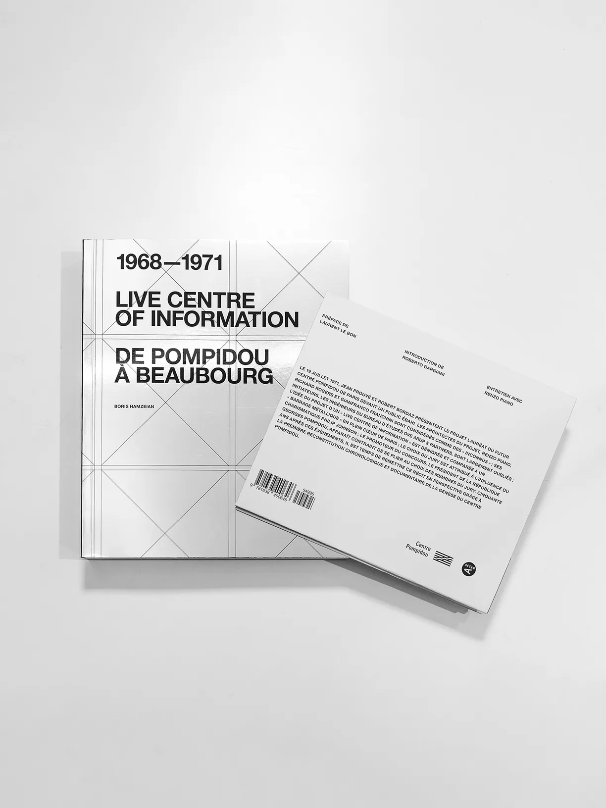 A book titled 1968-1971 live centre of information de pompidou a beaubourg