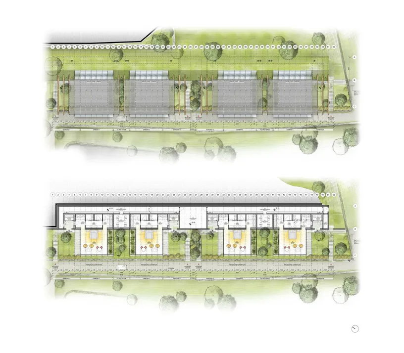 an aerial view of the floor plans of a building .