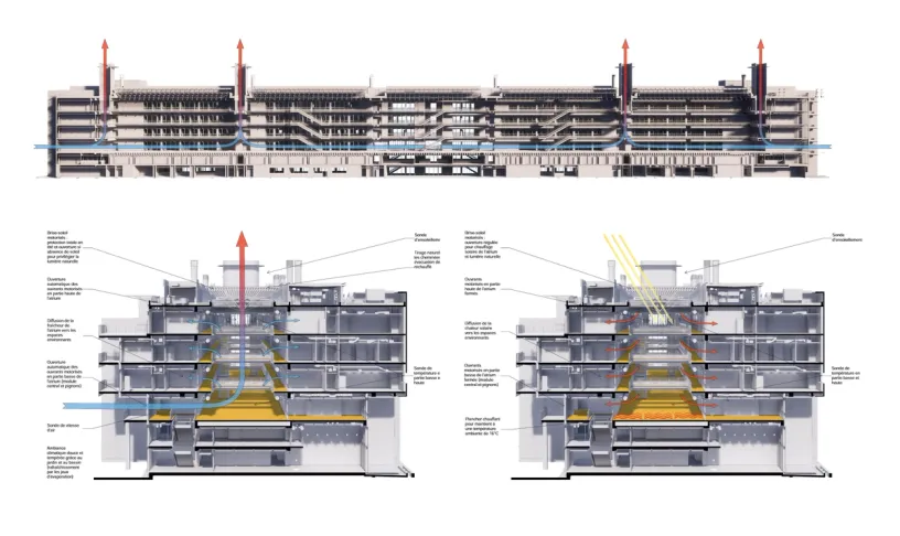 a drawing of a building showing the sections of the building