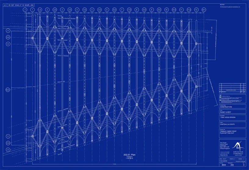 A blueprint of a fence with a lot of measurements on it