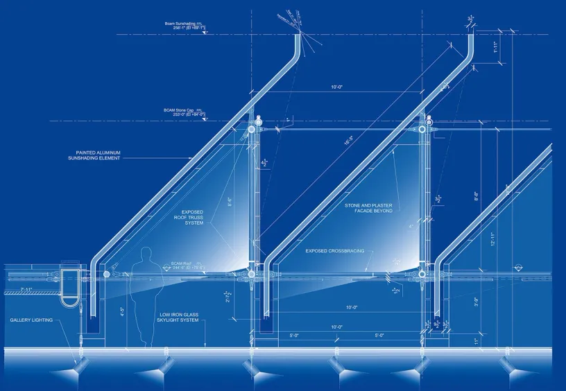 A blueprint of a building with a lot of measurements on it