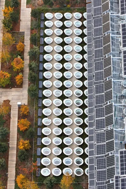A building with a lot of solar panels on it