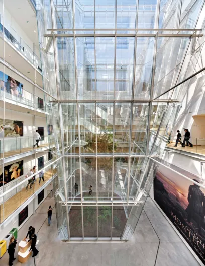 a large glass building with a sign that says monserrat