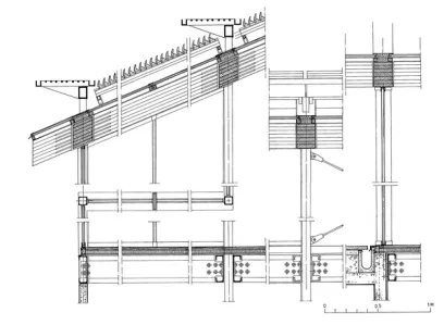 It is a black and white drawing of a building