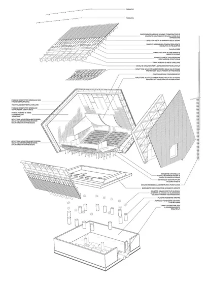 an exploded view of a building with a lot of numbers on it