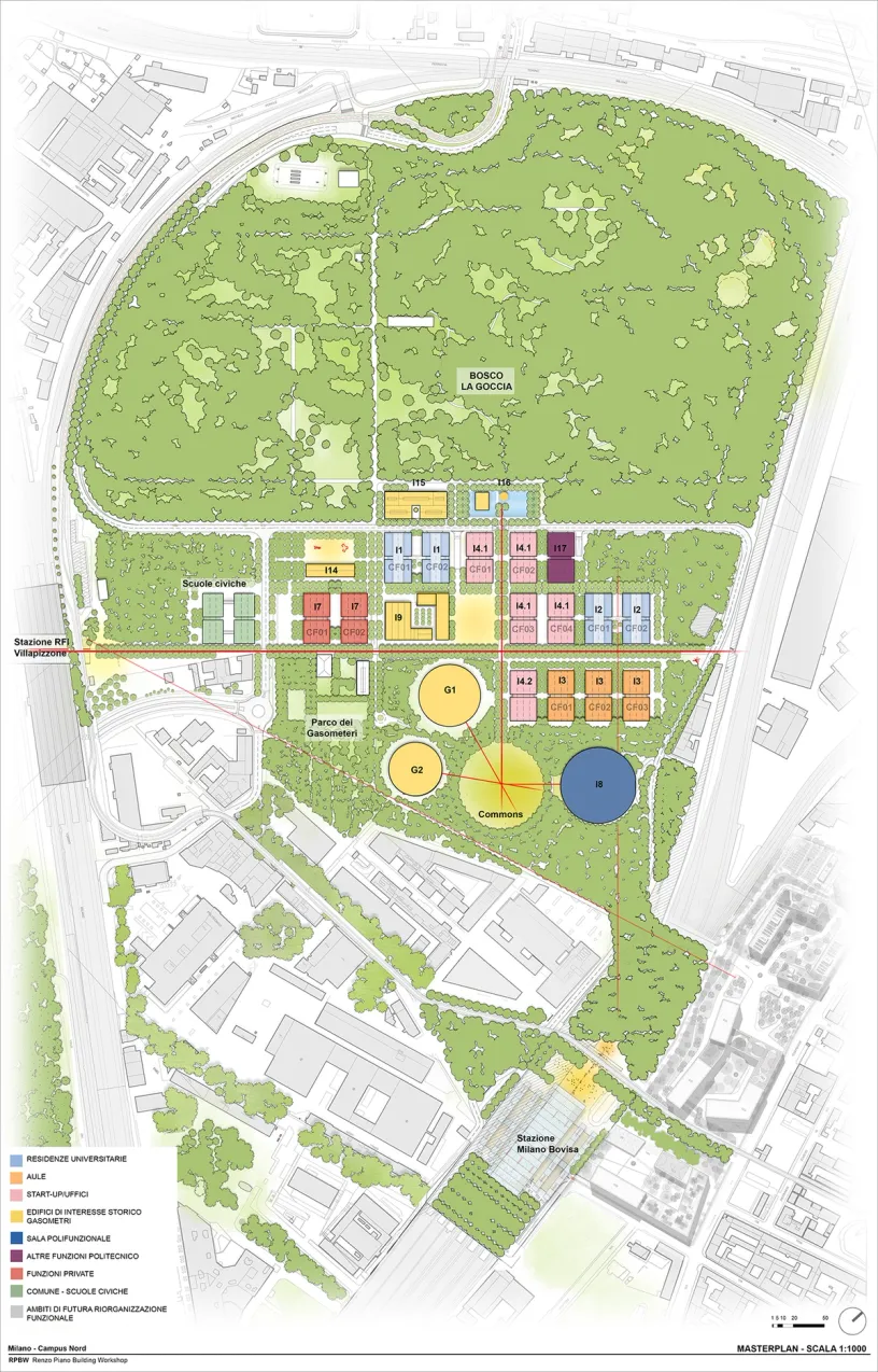 A masterplan of a large area with lots of buildings and trees