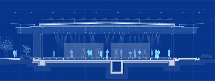 a floor plan of a building with a lot of trees in the background .