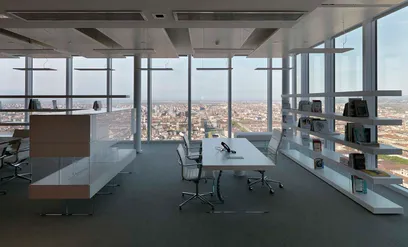 An artist 's impression of a large indoor swimming pool