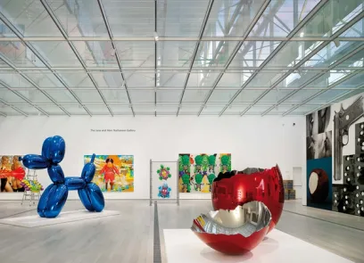 A museum filled with lots of paintings and sculptures