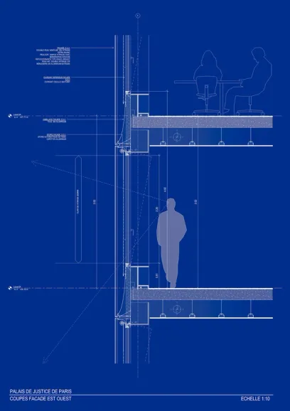 A blueprint of the palais de justice de paris