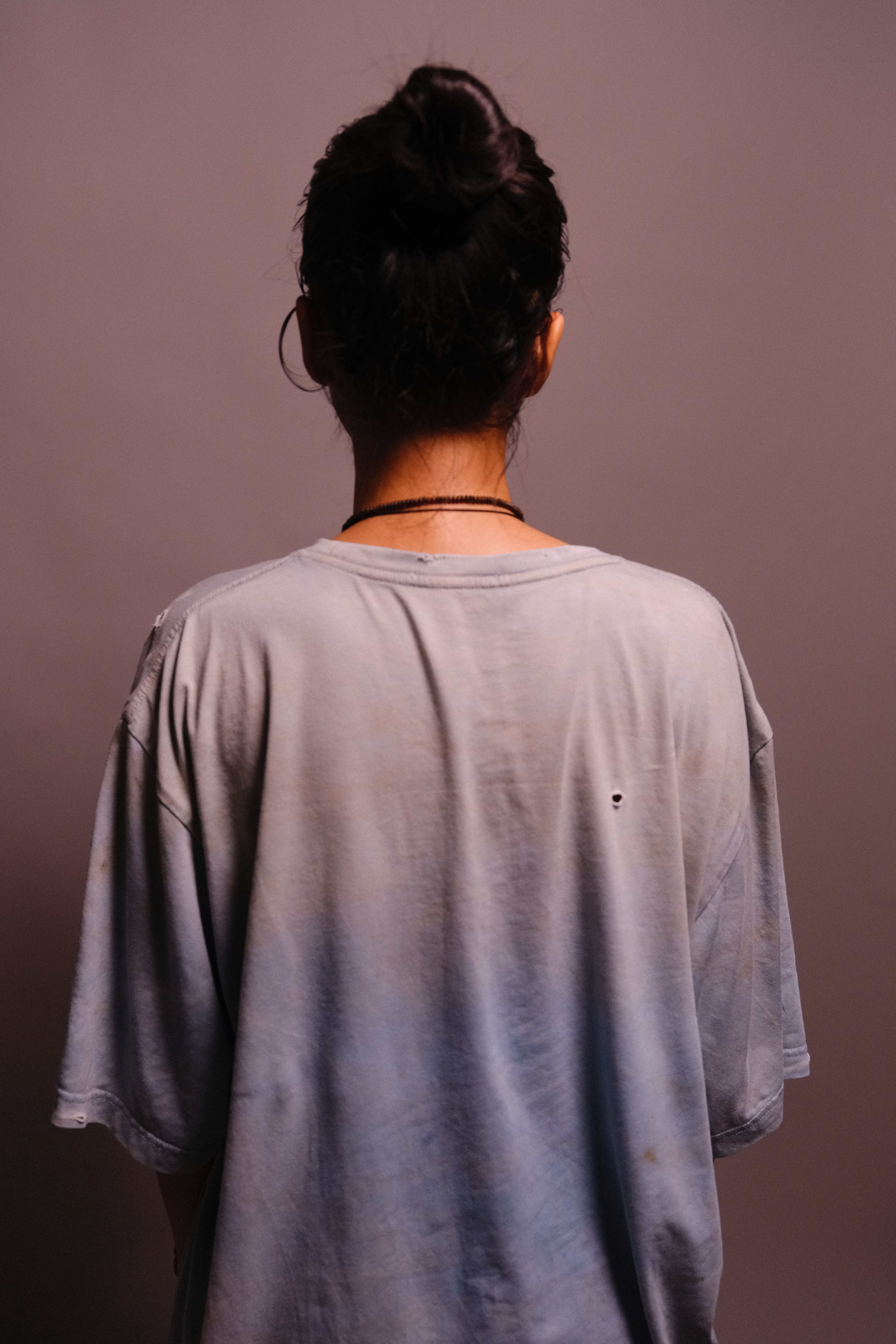 indigo-dyed t-shirt with rust print - state of the island