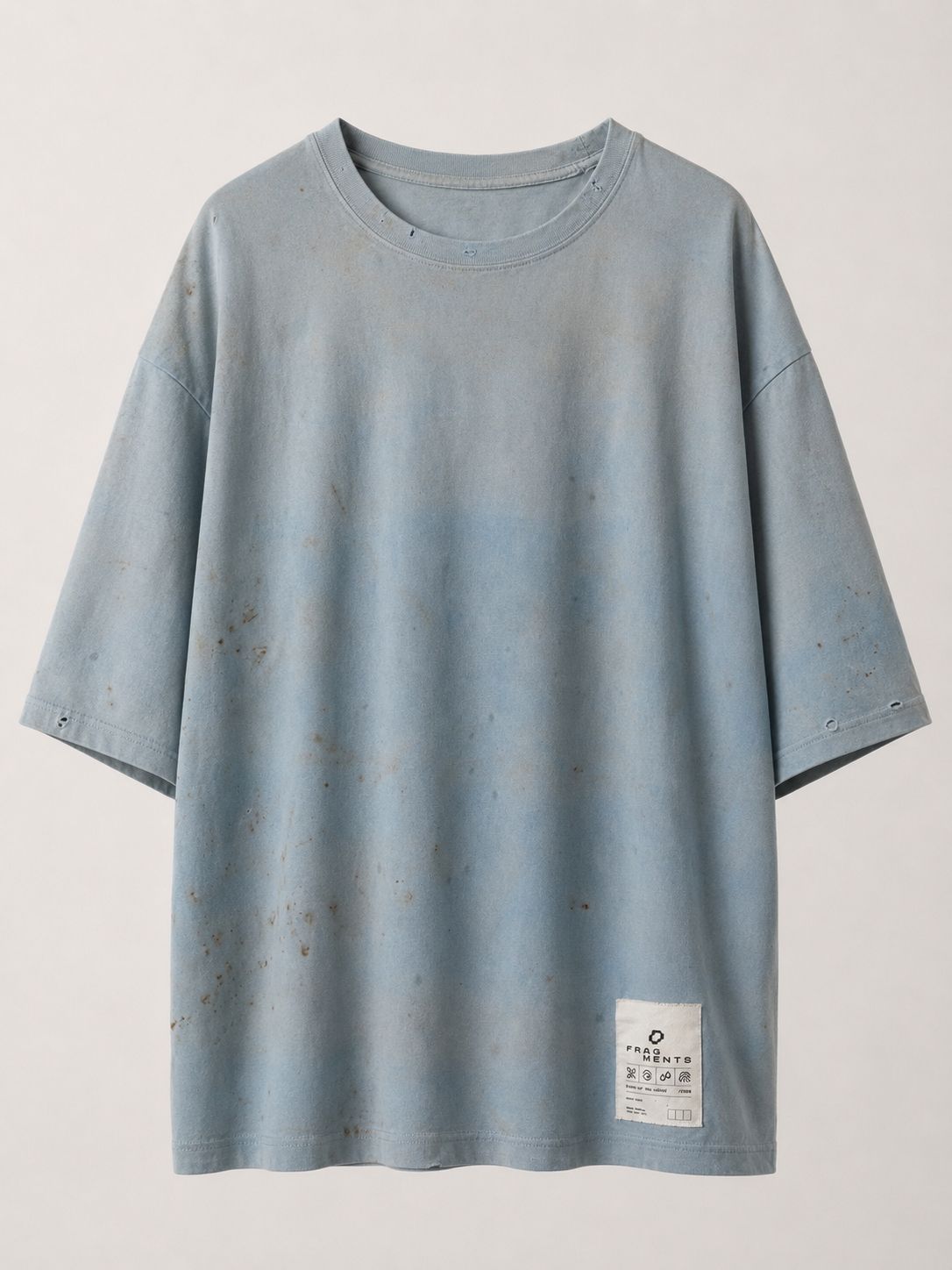 indigo-dyed t-shirt with rust print - state of the island