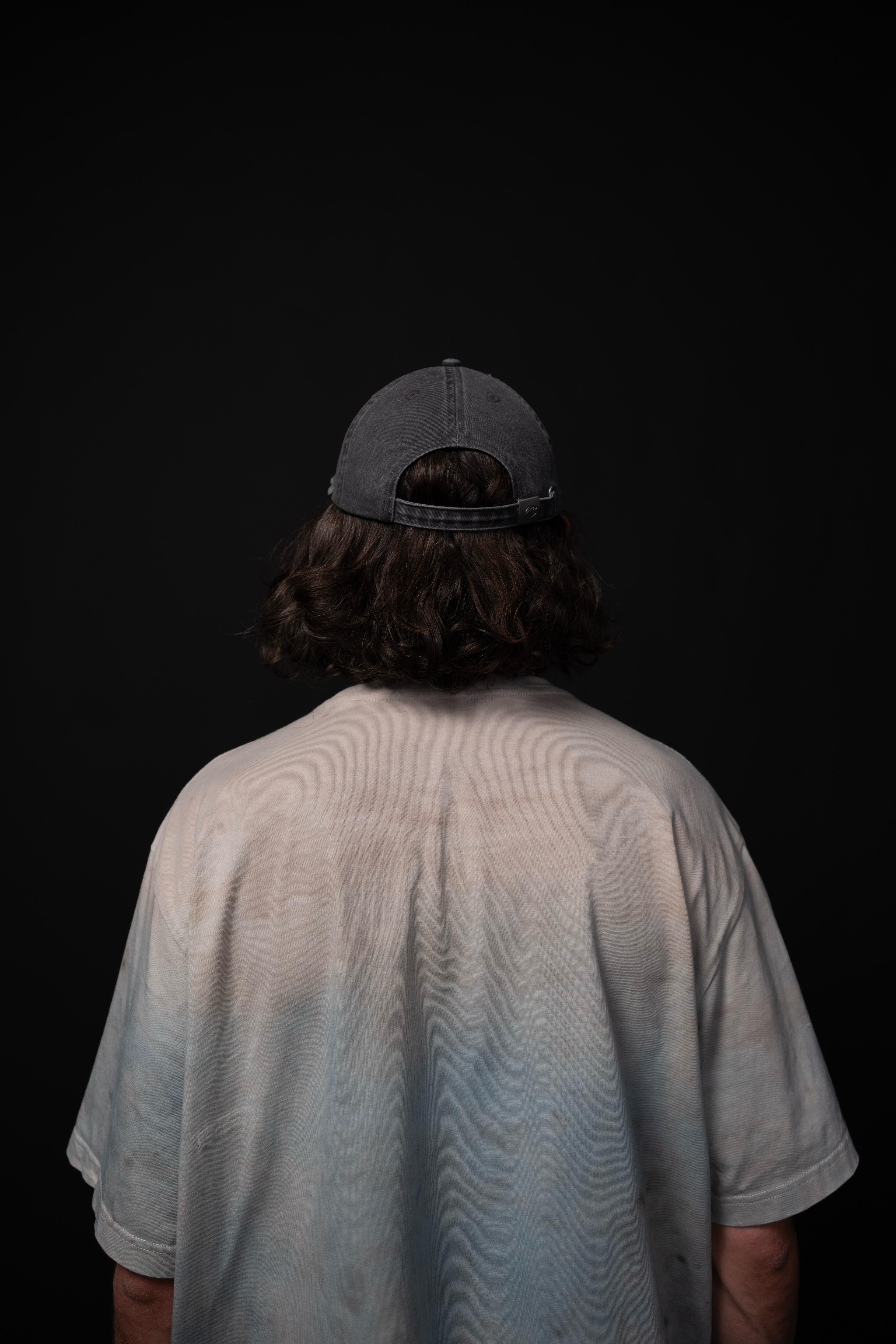 indigo-dyed t-shirt with rust print - state of the island