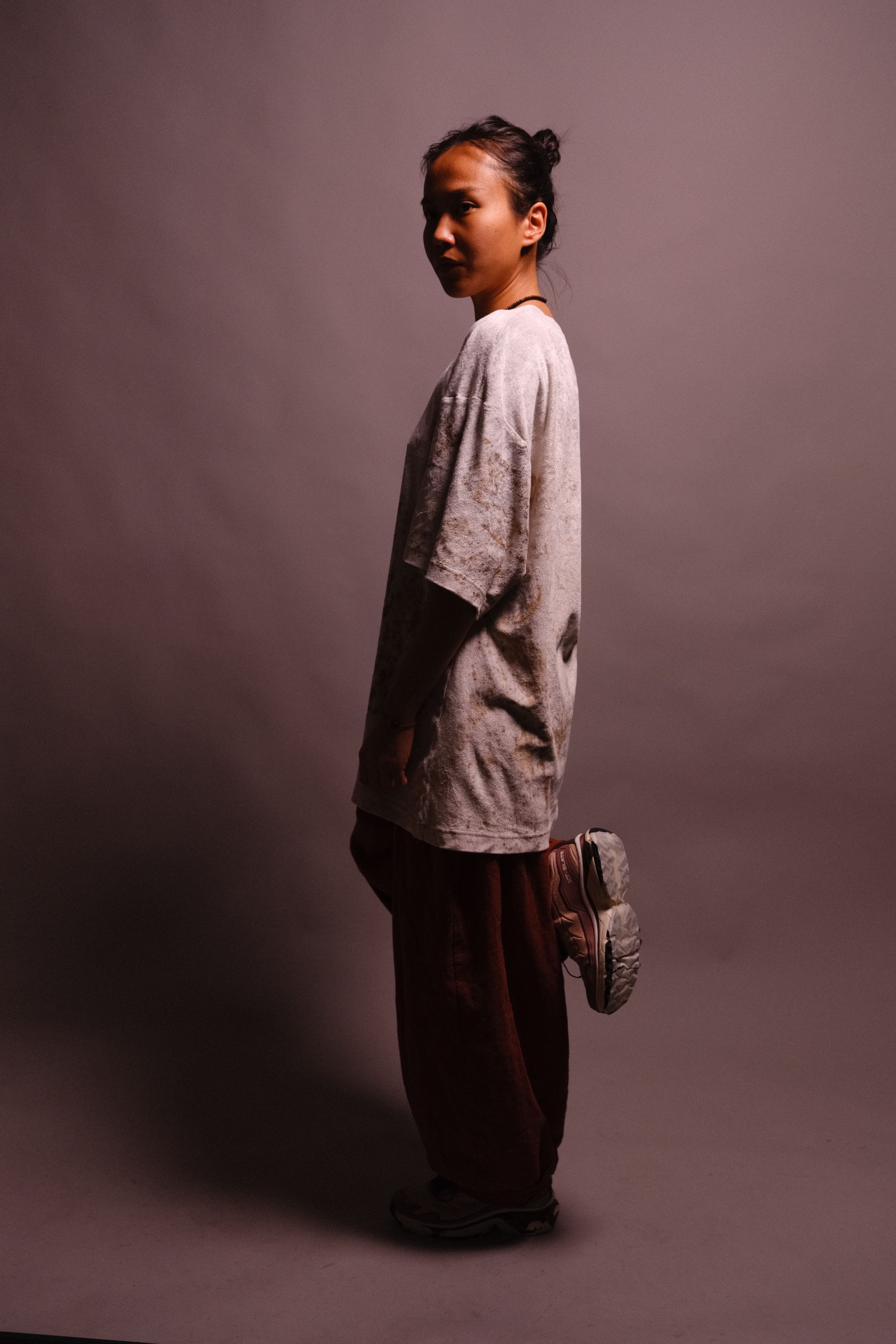 velour t-shirt with rust print - state of the island