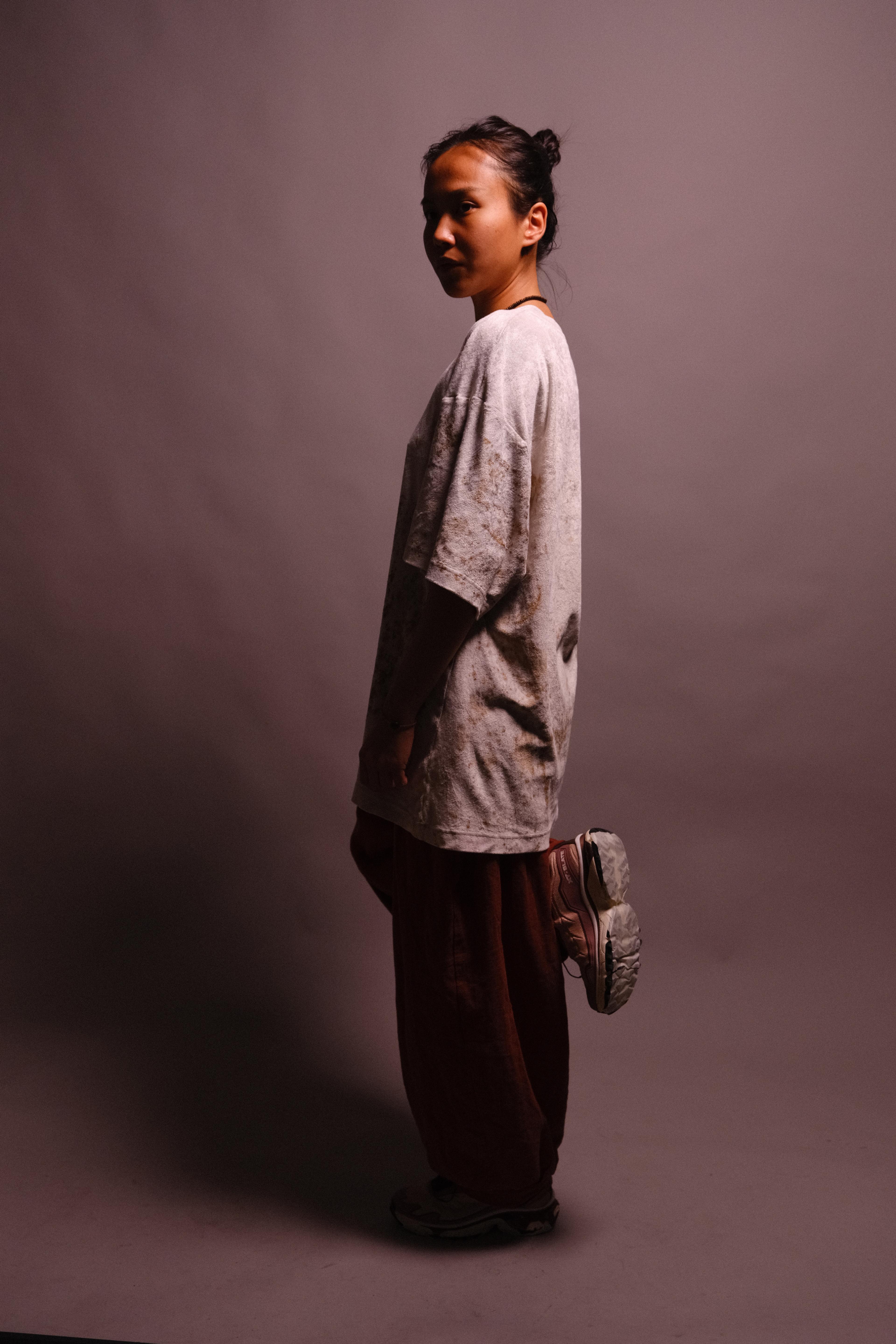 velour t-shirt with rust print - state of the island