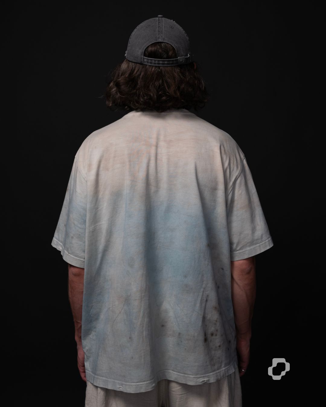 indigo-dyed t-shirt with rust print - state of the island