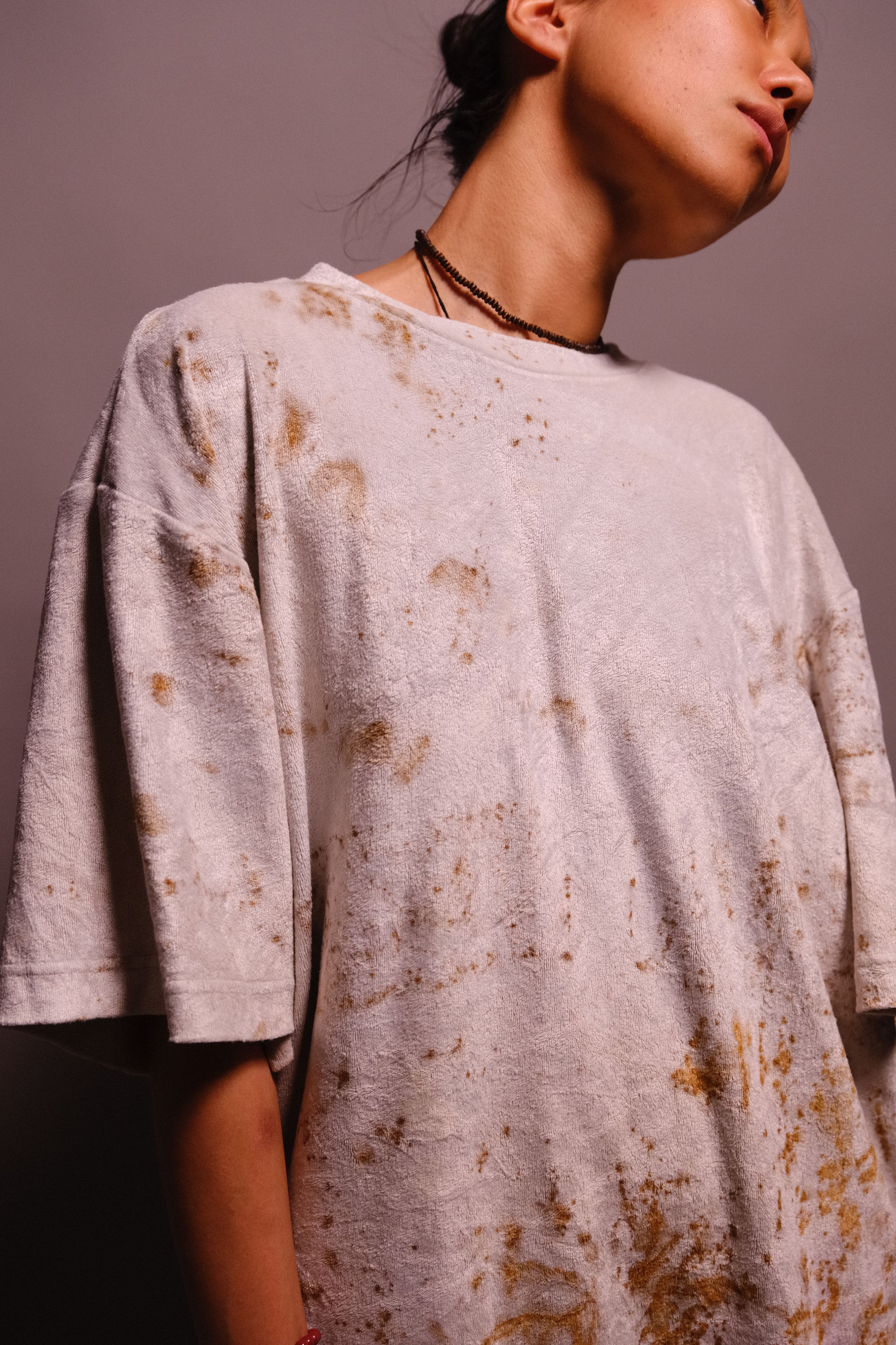 velour t-shirt with rust print - state of the island