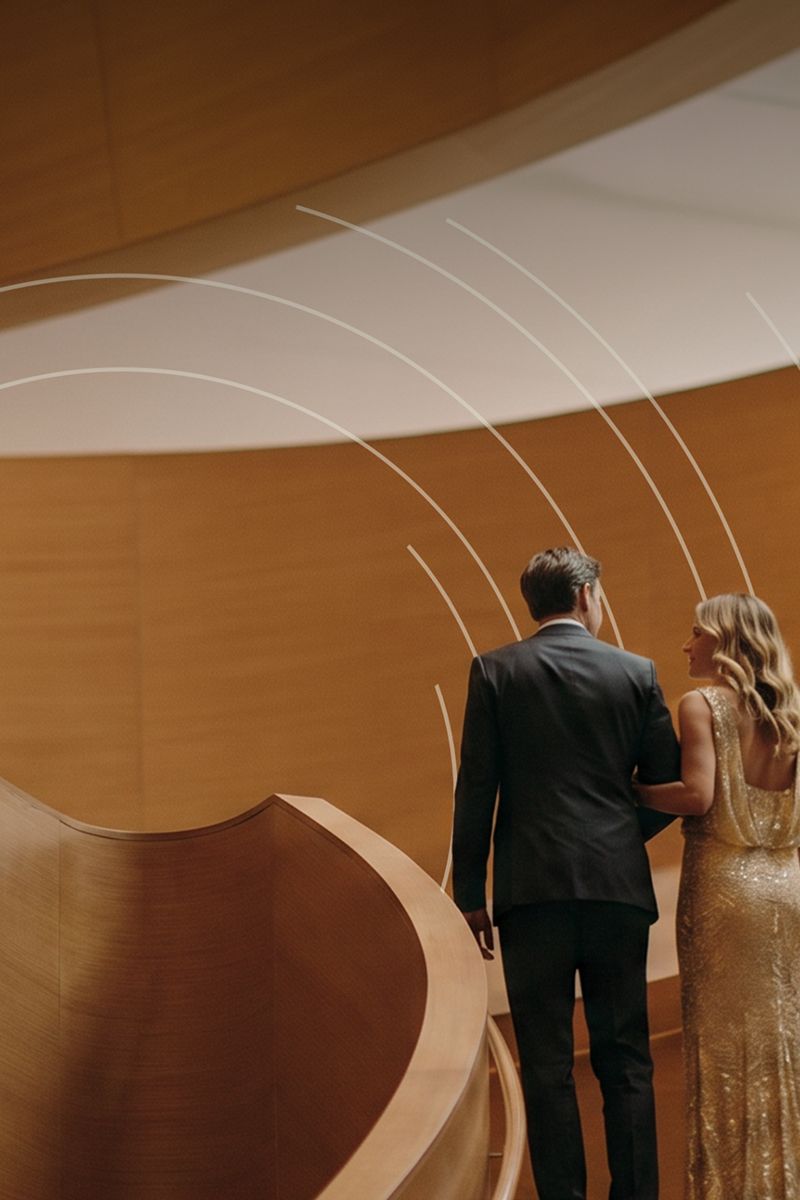 Couple going up the stairs