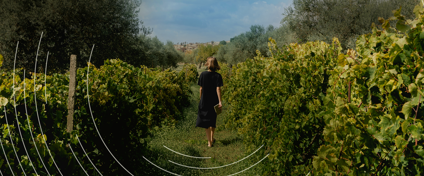 Woman walking in the forest