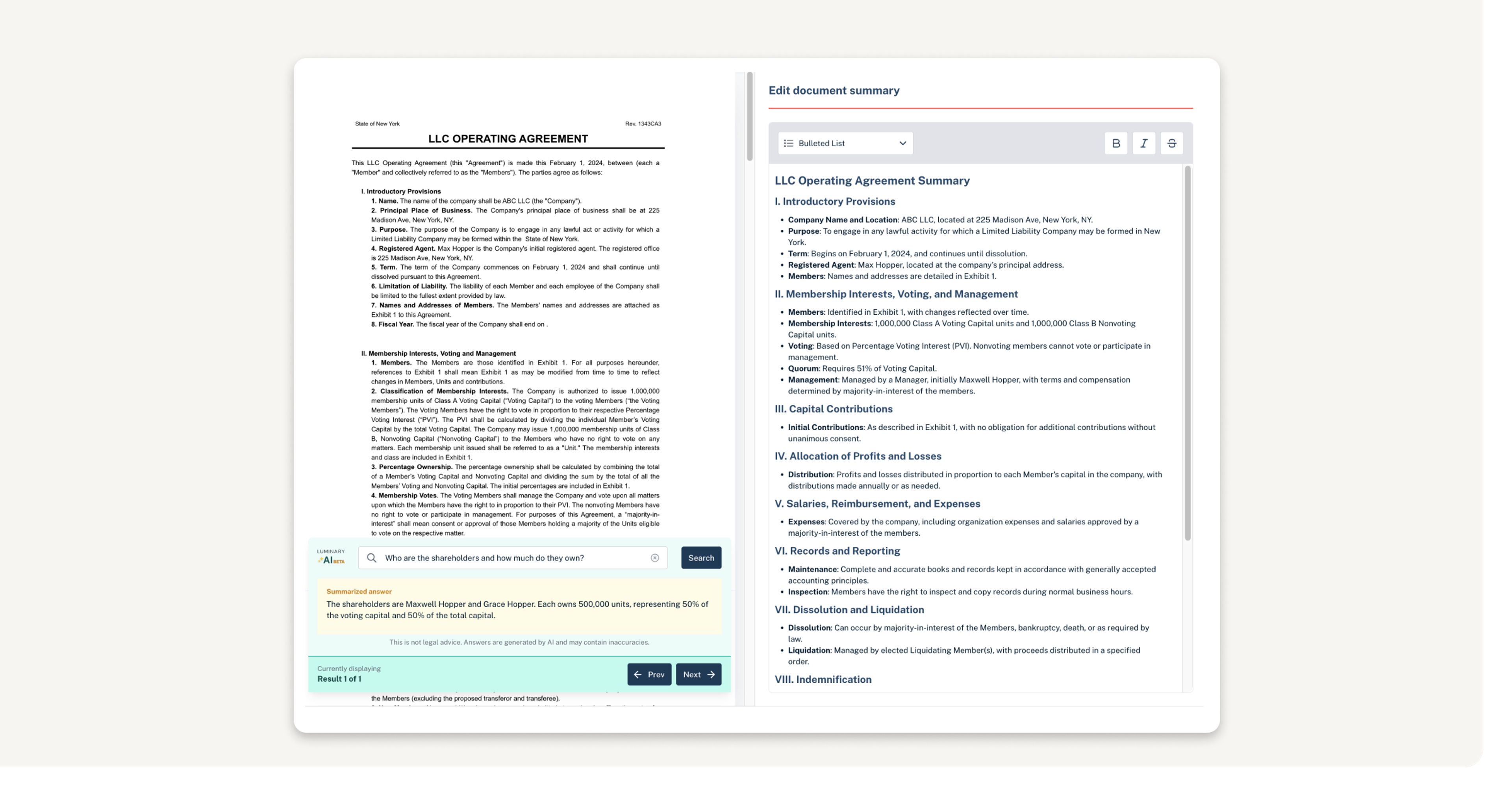 View original documents next to your summary when making edits