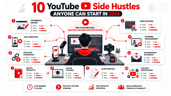 10 YouTube Side Hustles Anyone Can Start in 2026