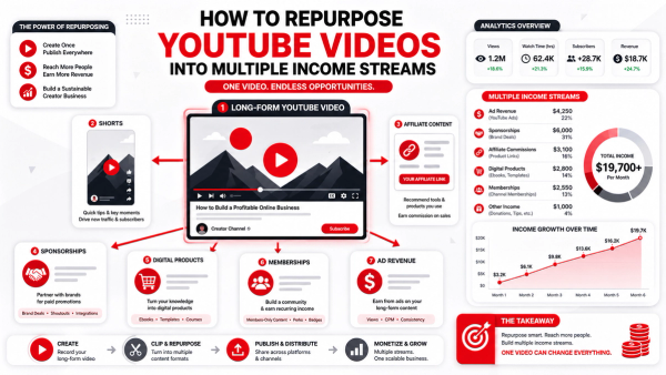 How to Repurpose YouTube Videos Into Multiple Income Streams