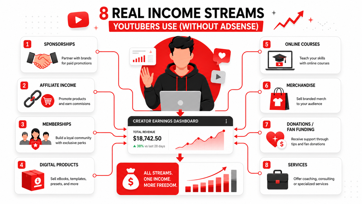 How YouTubers Make Money Without AdSense (8 Real Income Streams)